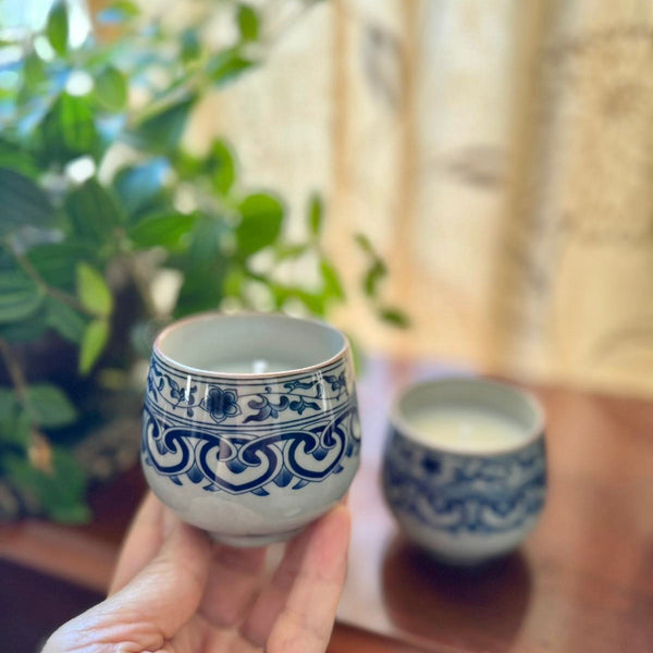 Blue and Grey Tea Cup Candles