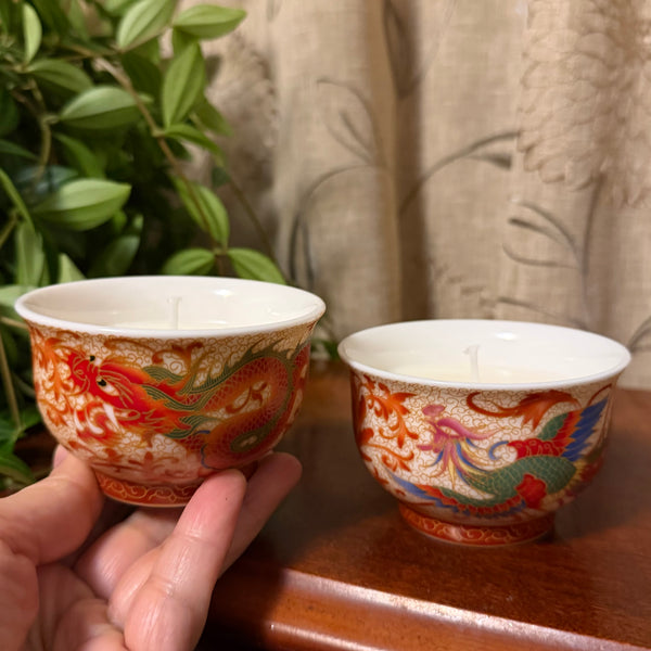 Dragon and Phoenix Tea Cup Candles