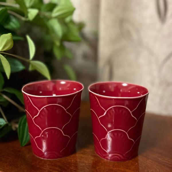 SOLD - Tea Cups - Cloud Red