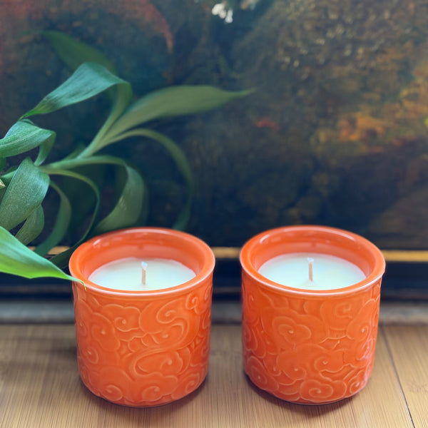 Orange Cloud Tea Cup Candles