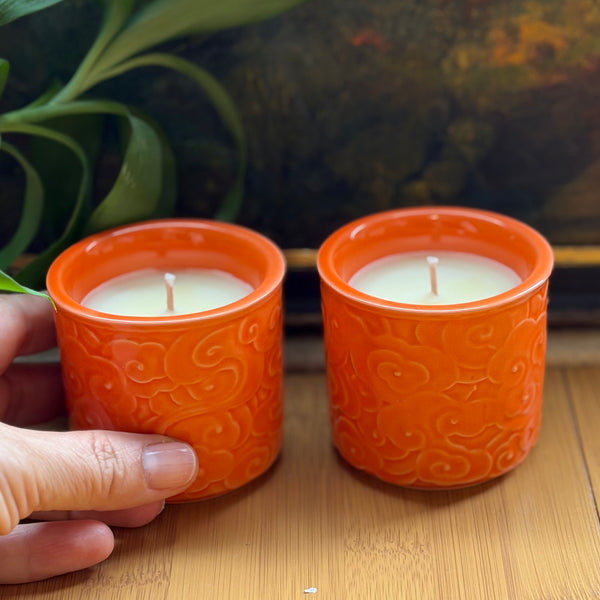 Orange Cloud Tea Cup Candles