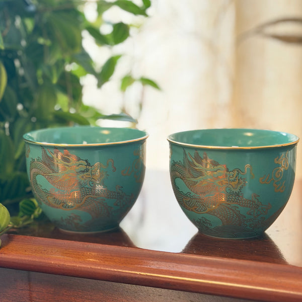 Green/Teal Dragon Design Candles
