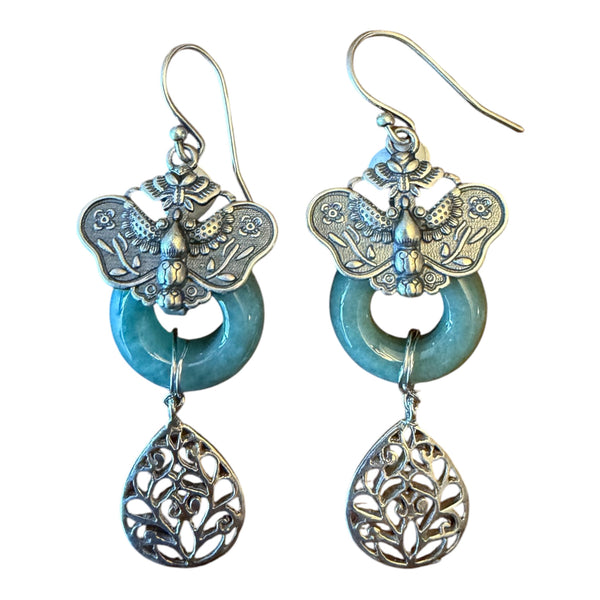 Jade Butterfly Filigree Earrings