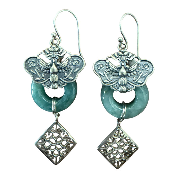 Jade Butterly Filigree Earring 2