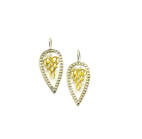 SOLD - ON SALE Filigree  -Two tone earring 2