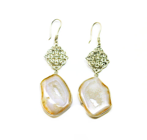 SOLD -NEW Druzy earring white