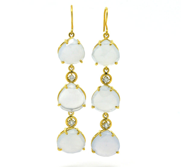 Chalcedony and diamond earrings