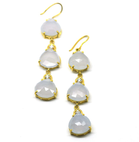 Chalcedony and diamond earrings