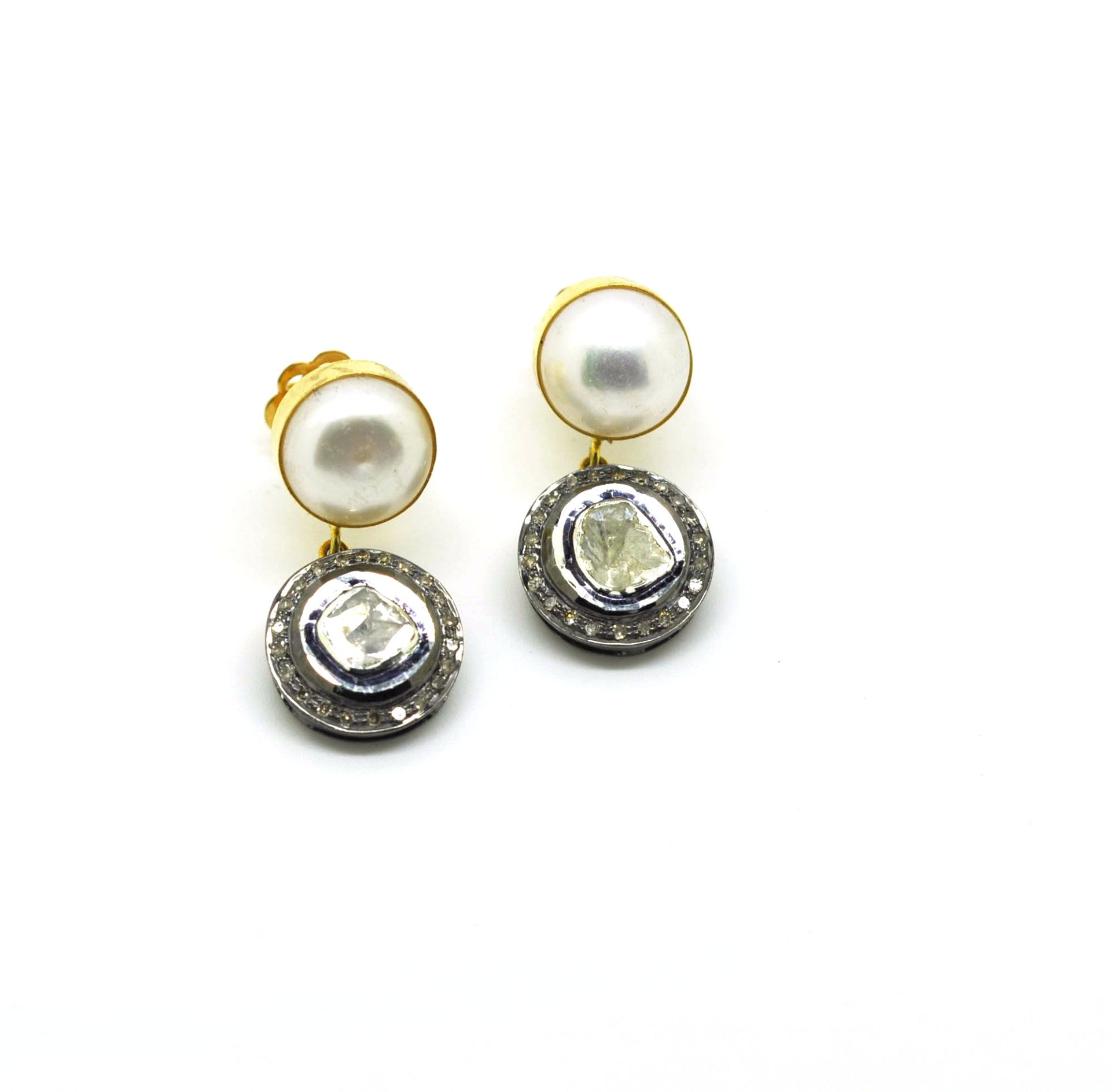 SOLD Polki and Pearl earrings