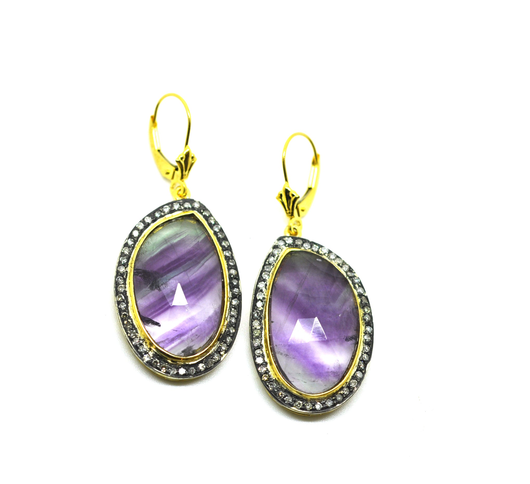 SOLD - NEW Diamond and Fluorite earrings