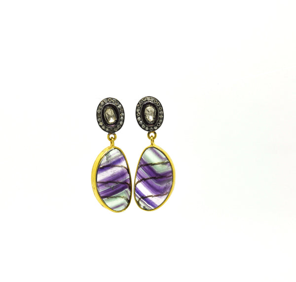 SOLD NEW Polki and Fluorite earrings