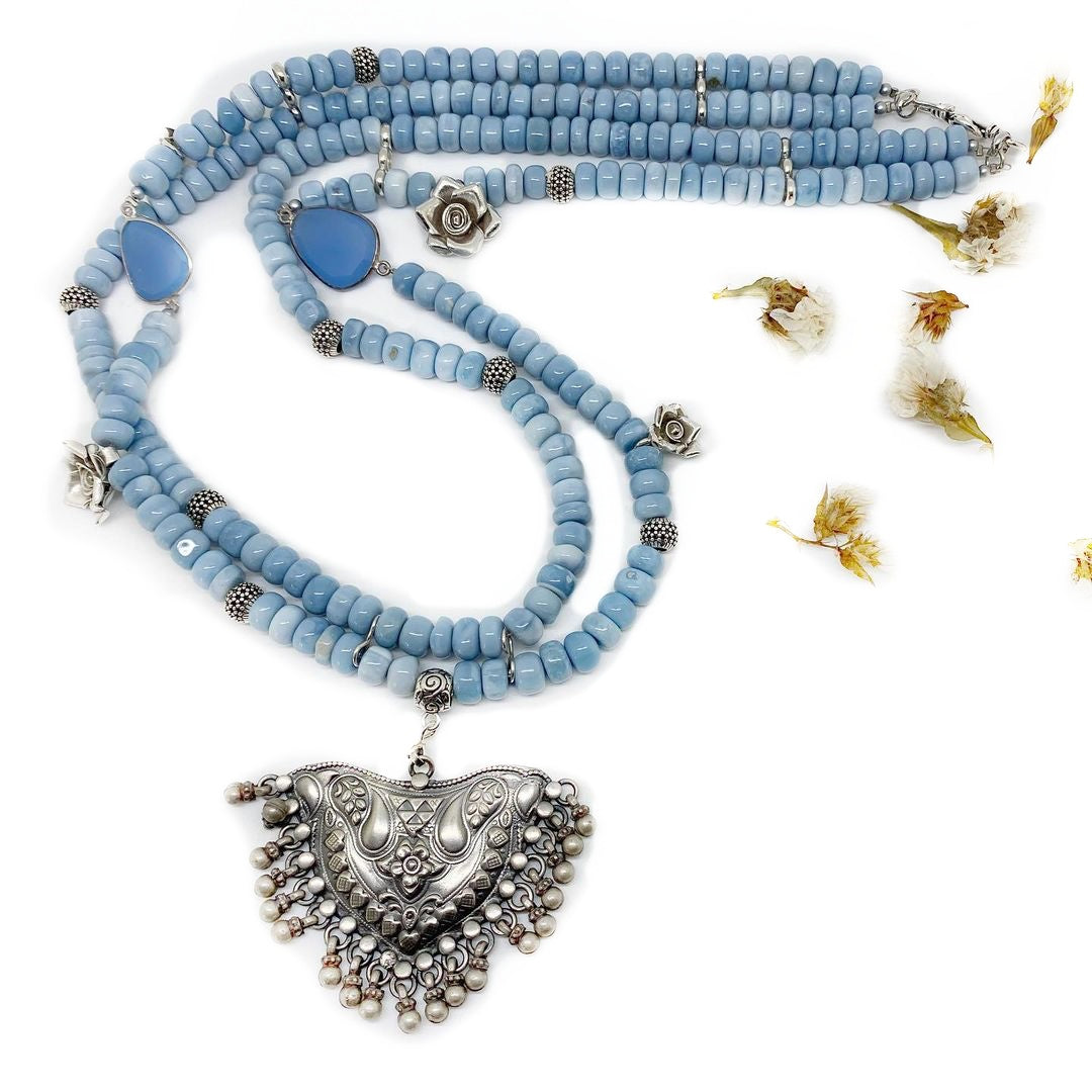 ON SALE - Blue Opal Vintage Necklace
