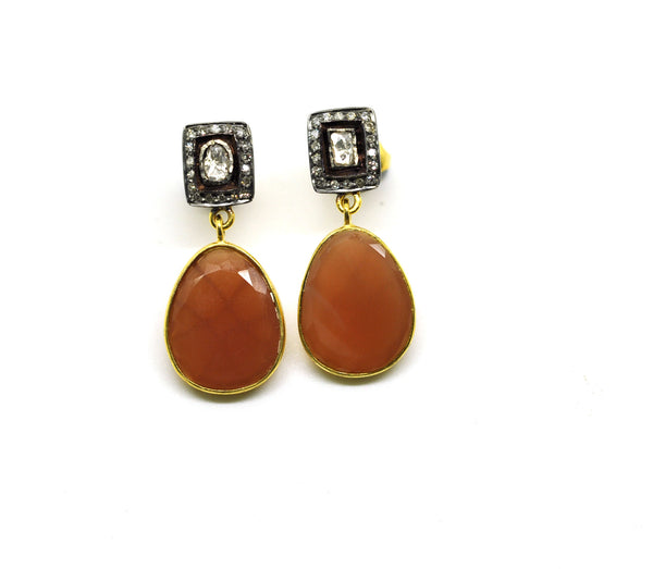 Polki and moonstone earrings