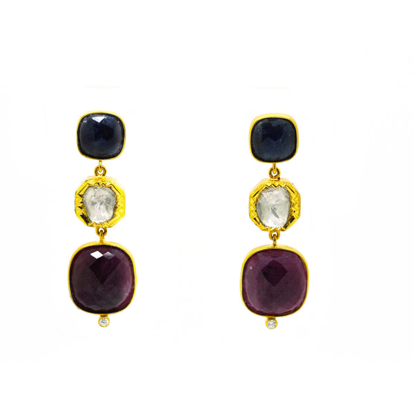 SOLD - NEW Blue Sapphire & Ruby earring