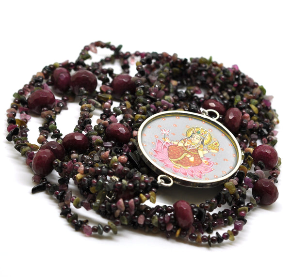 SOLD -ON SALE Tourmaline and Ruby "Mata" Necklace (Clearance)
