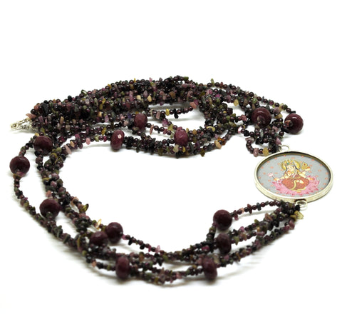 SOLD -ON SALE Tourmaline and Ruby "Mata" Necklace (Clearance)