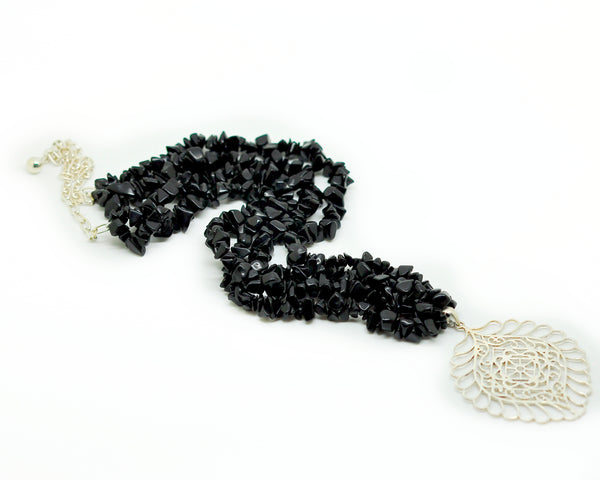SOLD -20 in 2020 - Filigree and black onyx necklace