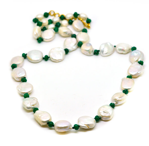 SOLD - NEW baroque pearl and emerald necklace