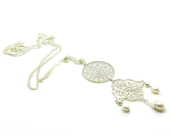 SOLD - ON SALE Long filigree necklace
