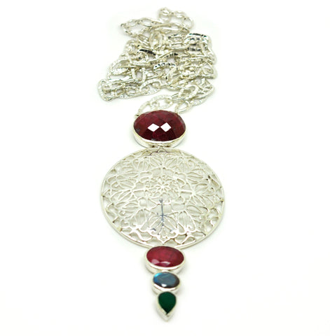 SOLD - NEW Ruby Filigree necklace