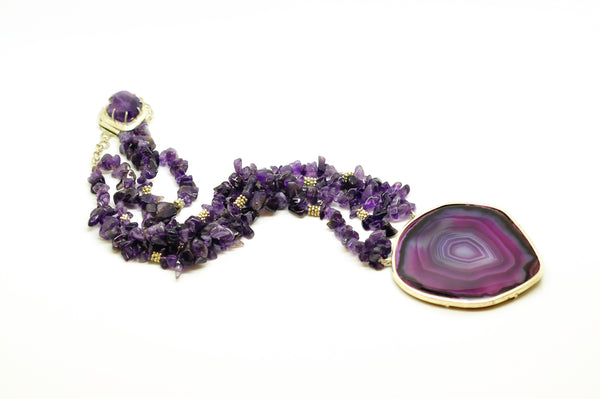 SOLD - NEW Druzy And Amethyst necklace