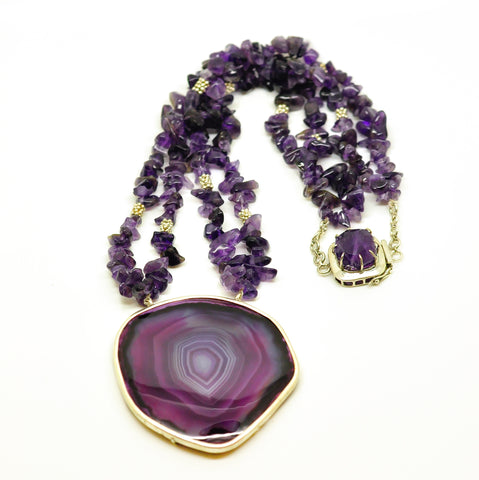 SOLD - NEW Druzy And Amethyst necklace