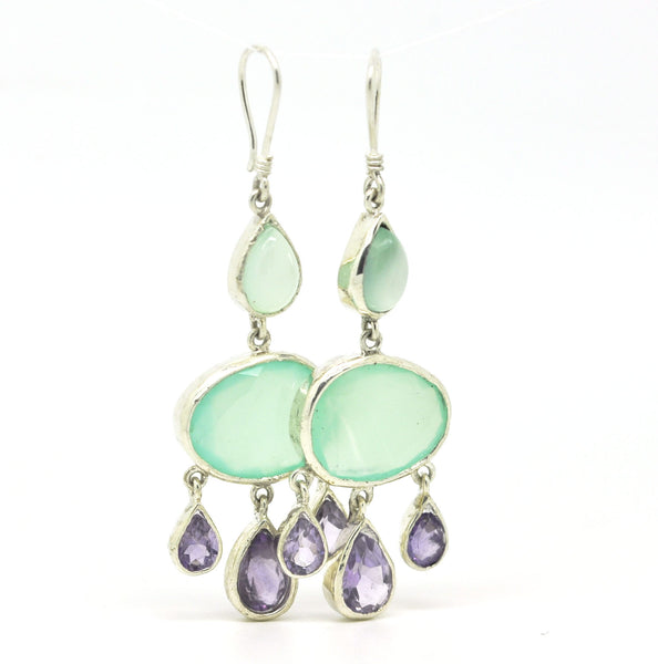 ON SALE Chalcedony and amethyst earring (clearance)
