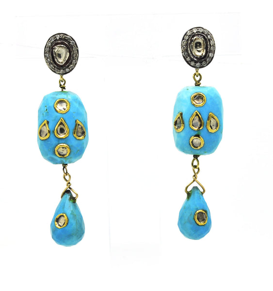SOLD Polki & Turquoise earrings