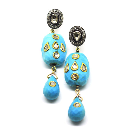SOLD Polki & Turquoise earrings