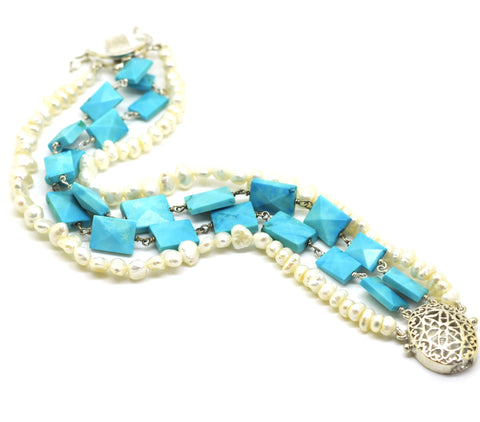 ON SALE Pearl and Turquoise bracelet