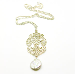 SOLD - NEW Baroque pearl filigree pendant