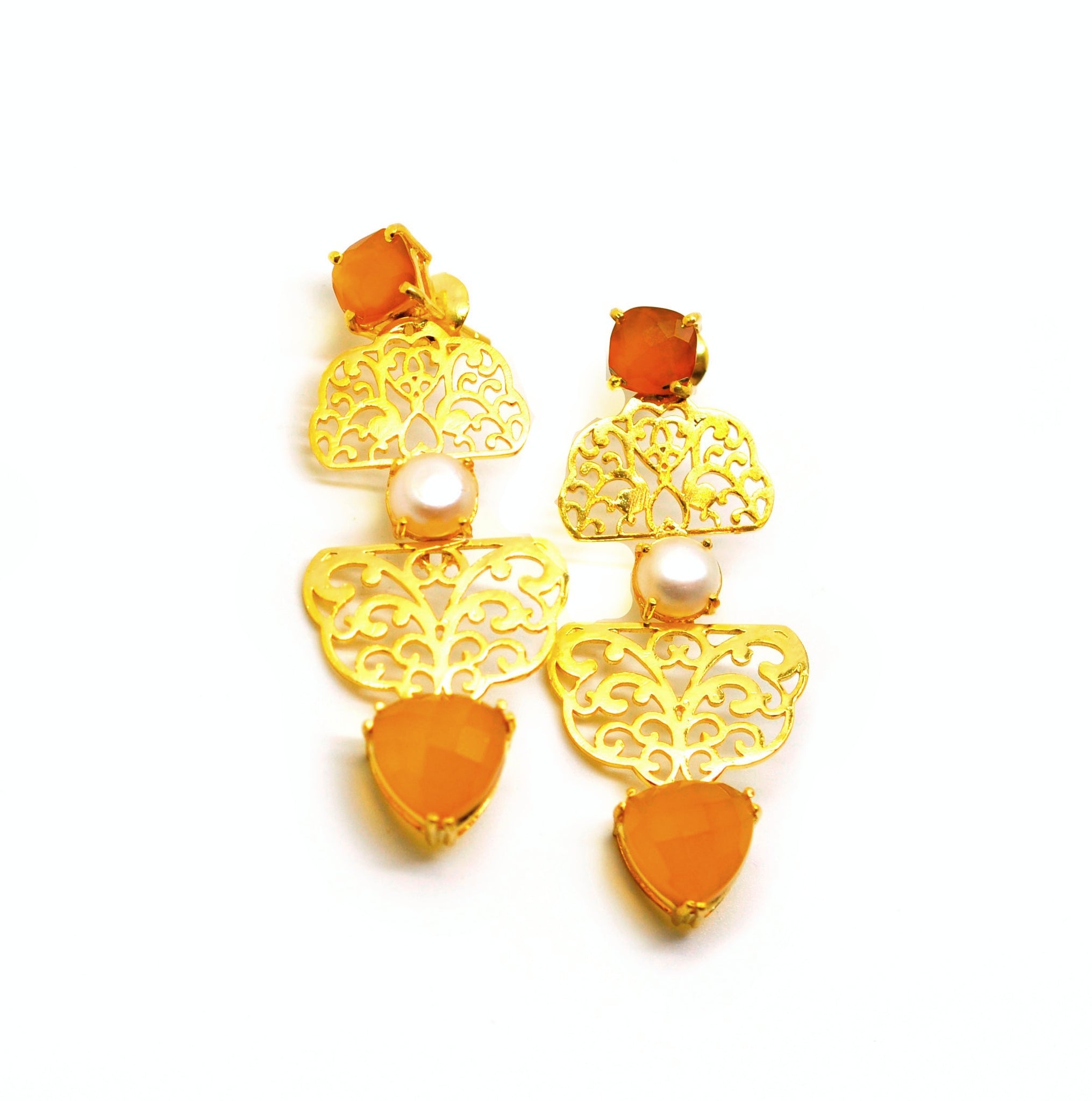 SOLD - ON SALE Filigree gemstone earring 1