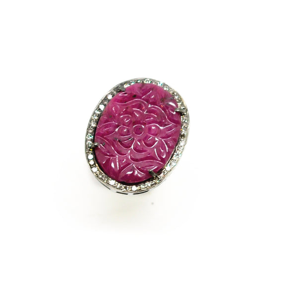 SOLD - NEW Carved Ruby ring