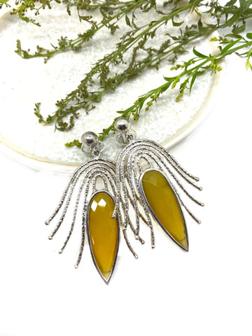 SOLD - New - Textured Yellow Quartz earrings