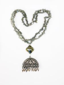 SOLD - NEW - Labradorite Necklace with Vintage Pendant